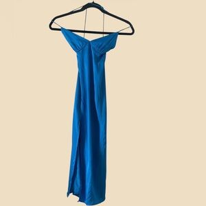 BLUE LIFE Tessa Sapphire Blue Satin Slip in Midi Dress Size Small (feels XS)